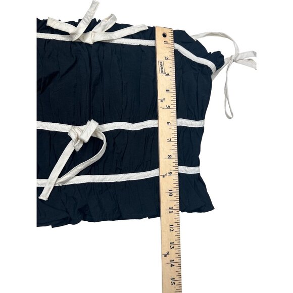 Twenty/Thirty Black & White Tie-Strap Ruffle Top Large - Picture 5 of 12